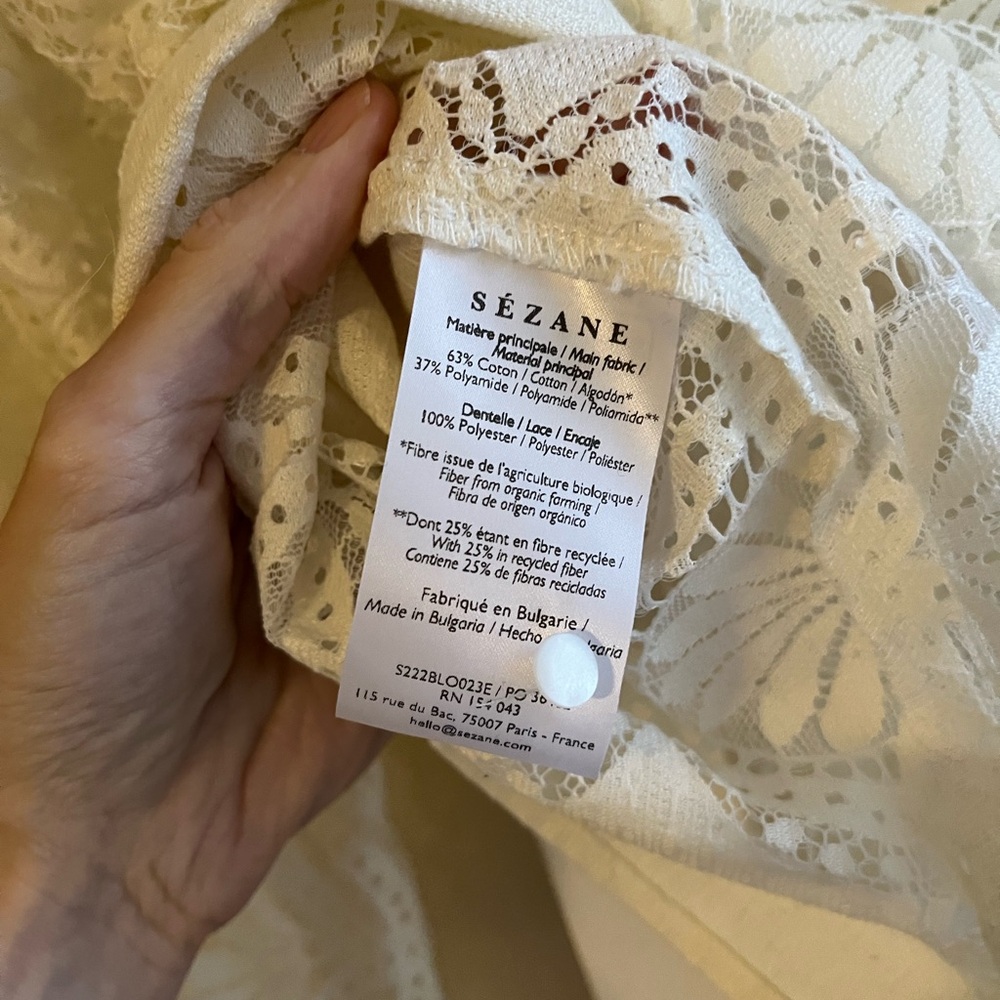 Sezane Bianca Blouse Ecru - Size 2 - Picture 8 of 13